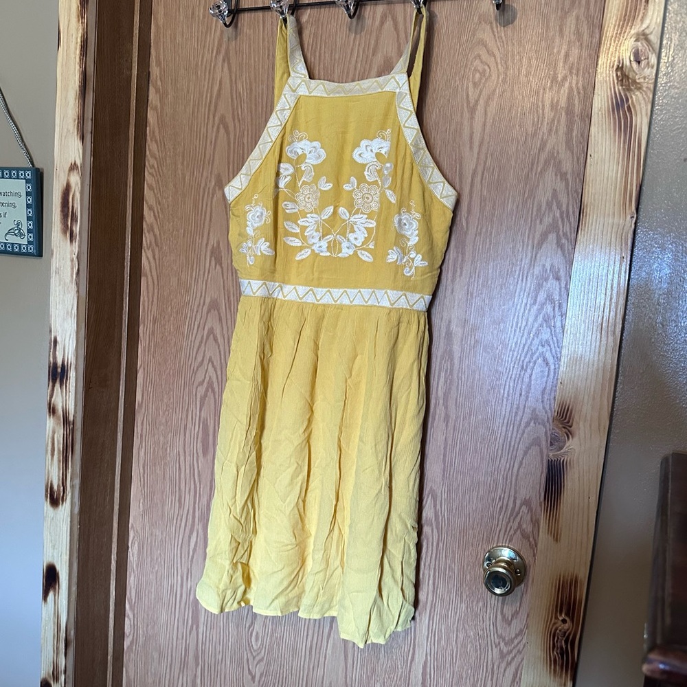 NWOT First Love Yellow Embroidered Sun Dress